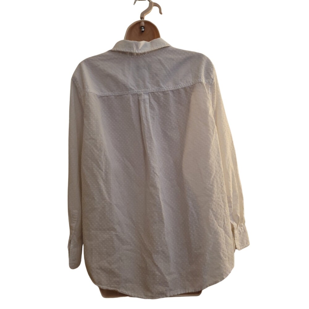 Ava + Viv White Button Up/Down Blouse Size 1X 100% Cotton